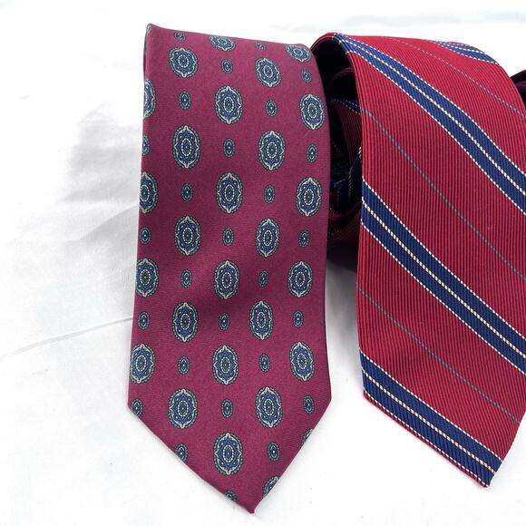 Vintage Lot Abercrombie Fitch Repp Red Blue Silk Neck Ties Mens English Preppy - Picture 3 of 11
